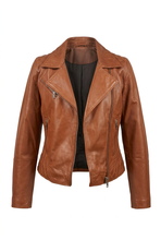 Cargar imagen en el visor de la galería, Chaqueta de piel en maniquí invisible sobre fondo blanco
